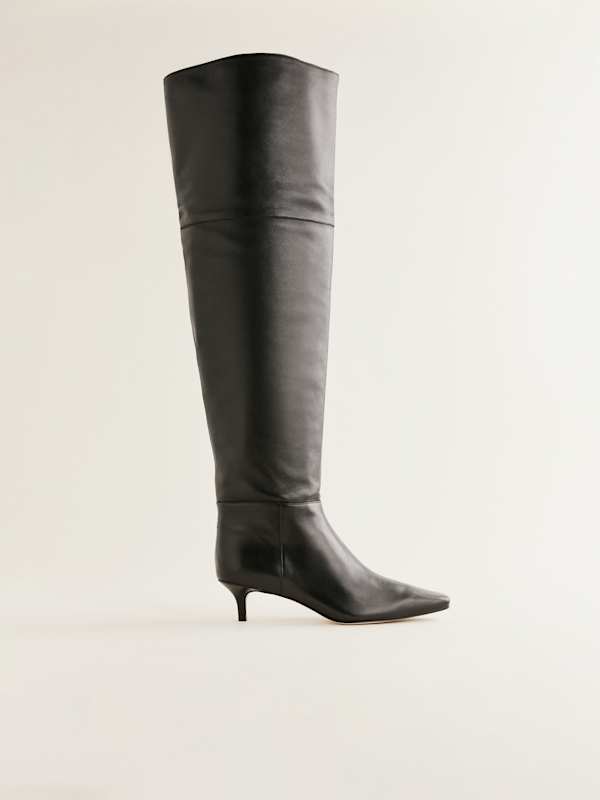 Roxanne Over The Knee Boot - Black Leather